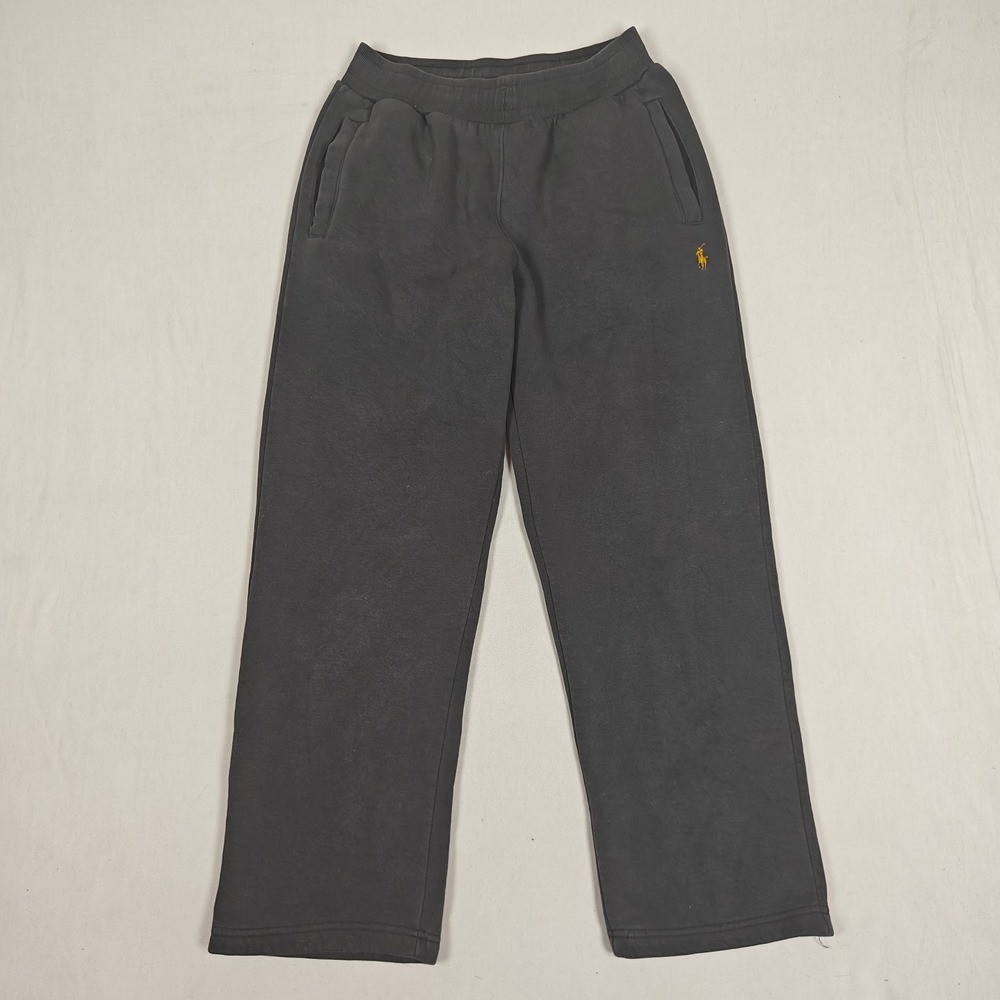 Polo Ralph Lauren Mens Fleece Sweatpants Faded Black Yellow Pony Size L